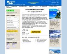 Vacations to go.com - Please register below to see our specials now Established in 1984, Vacations To Go is the world's largest seller of cruises. We invite you to join our millions of registered members worldwide -- at no charge-- for instant access to the best cruise discounts.Complete the short form below to see the lowest cruise prices now!